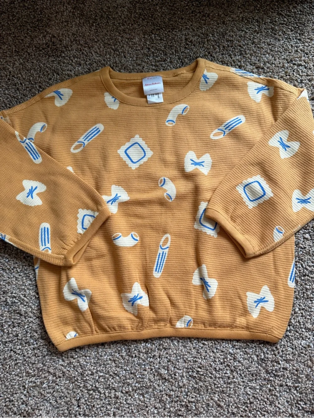 HANNA ANDERSSON Long Sleeve Waffle Top & Pants Set in Pasta Night on New Yellow